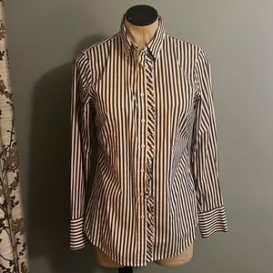 Structured button down with ruffle placket!